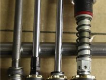 Piston Size Compairson
Left to Right  
*20mm Premium HD Cartridge
* 20mm Ohlins replacement 
* 25mm non-adjustable Ohlins
* 30mm R&T Ohlins