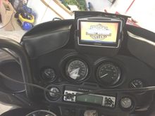 So wanted to add my GPS but didn't want to drill holes in the fairing. Did the next best thing drilled into my Fairing bags and seems to work alright for the moment