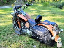 Tank bib, Heat Shield, and Fender bib, all with Brown Alligator embossed leather overlay.