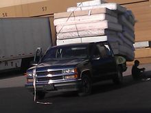  This is the kind of people we have hauling crap around Phoenix.
 It seems like the first thing they do is get on the freeway and get in the left lane and see how fast they can go. 
 Sometimes I think they want stuff to fall off so they don't have to unload it.
