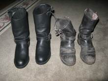 red wing 968 on the left and yes they can be resoled.  red wing offers resoling right at the factory in red wing minnesota. the last pair i sent in was about $100 to get the factory rebuild.