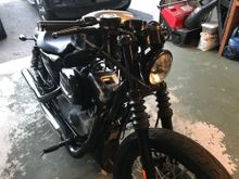 Blacked out forks using vinyl.