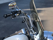 14" police type handlebars with 4" risers..i just didn't want to go through the hassles of chnaging handlebars for the 3rd time....adjustment angles are many....