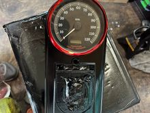 Speedometer not installed, just placed it to get an idea of how it will look.