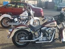 Mine in Foreground girlfriends '10 softail in the background.