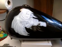 airbrush in progress on tank