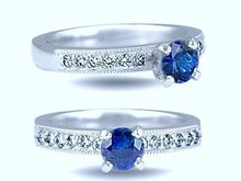 Blue saphire and diamonds set in 14k white gold