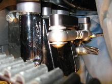 Stabilizer link mounted to TT rear motor mount brackets; I added washers to 'level' out the stabilizer.