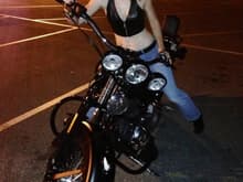 My good friend posing on my Crossbones outside of the local strip club.
