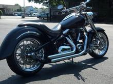 Yamaha Midnight Star. 108" Patrick Racing Heads, Barrels, Cams, 42 Mikuni Flat Slide, Orient Express Velocity Stack, Custom Exhaust, Arlen Ness FAT 40 18" Wheels, Front and Rear Progressive Suspension.