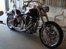 Fatboy Transformation - Carlini bars, inverted forks, billet headlight, customer built fender, billet wheels