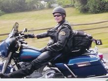 Danester in the wind (now Chopperblueflhti)- somewhere on the road returning from the Virginia State HOG Rally- 2006