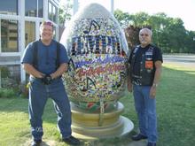 Of course.  Memphis, Tn.  Noland is on the right, I am on the left.  Ya, I look goofy.  Some guy tried to run over me as we entered Memphis....Kinda Hot about the whole thing.