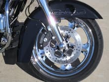 Fred Dorrell's Street Glide with our Adrenaline wheels and our floating chrome matching rotors.