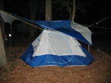 This is what happens when your friend packs your tent and forgets your pols. Thank God for 24 hr Wal-Mart &amp; bungee cords.