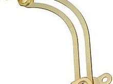 It's a brass curved friction window slide. Their made in right and left.i drilled the top river out large enough to accept the bolt for the side plate of the tree. Than  bolted bottom directly through the sides of the bag. 

You may be able to find other finishes as well.