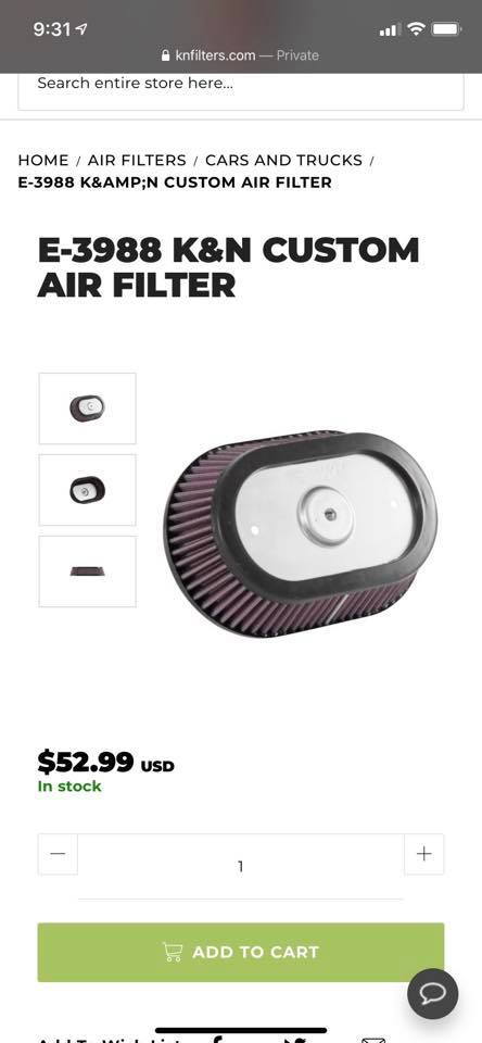 K&N Filters E-3988 Custom Fit Air Filter 