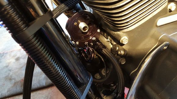 Left side return to the oil off set - plumbed