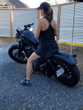 As close as she'll get to riding it!