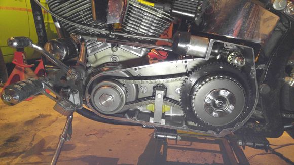 Everything is torqued down, chain tensioner installed, clutch set up and adjusted.