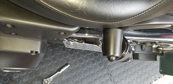 Mounted. Now drill some holes and bolt up the bag.  Square peg-round hole accomplished