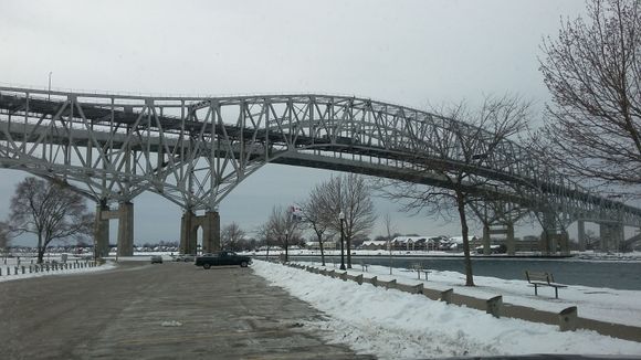 The Bluewater Bridges connecting Canada to the USA over the St. Clair River.