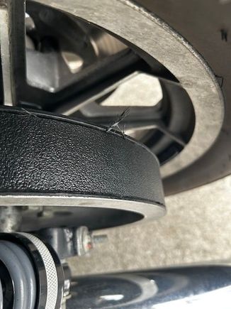 Fibers sticking out of far side.