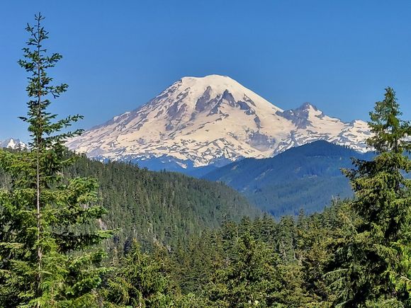 First view of Mt Rainier heading west on Hwy 12.