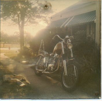 First Harley-56 Panhead: bored, cams, 4 over forks.
Different paint.