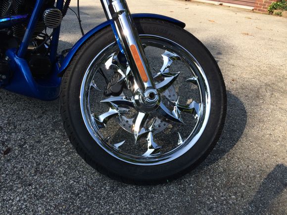 The wheels with matching sprocket and rotor