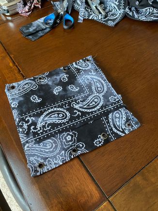 5 - Now Wrap the bandana around the leather, And since I have measurements, I can replace this in the future with Jeans, Other colors, patterns, etc!