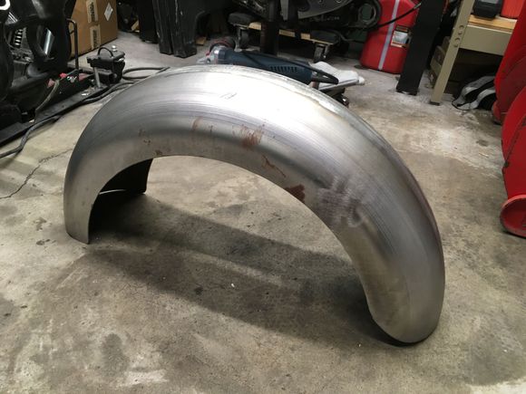 Got my rear fender from Lowbrow customs (made by Ledsled). It’s sized for stock size tires which I decided to stick with.