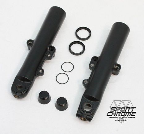 Black Powder Coated Fork Legs for 2014-2017 Street Glide Road Glide Touring Models with rebuild kit and Ride Nice flush mount axle covers