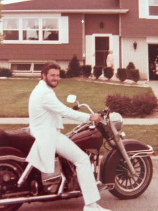 My 78 FLHS 80”,On my wedding day 40 years ago still very happily married