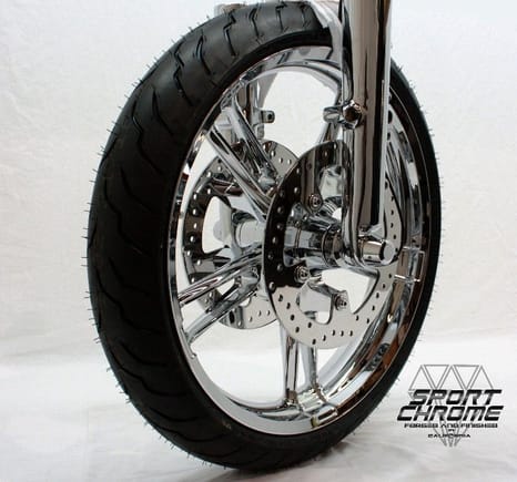 Chrome Forks, Axle Covers, Discs, Enforcer wheel and wheel spacers by Sport Chrome