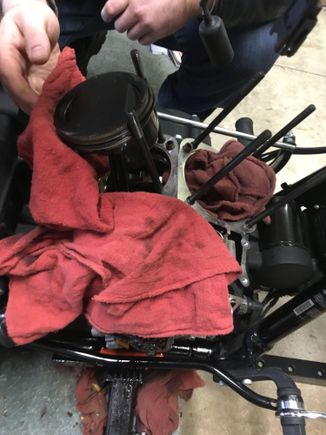 The rear cylinder stripped down.