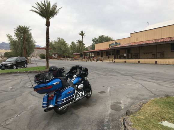 Furnace Creek. Gas station, bar , store, motel.... and a golf course