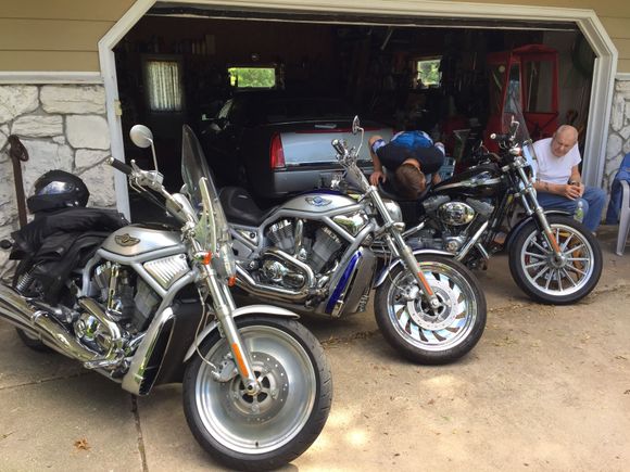 our 3 2003's: 2 VRSCA's and the Super Glide