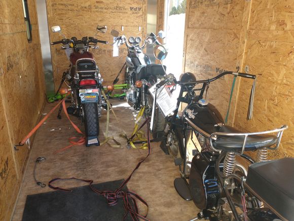 All loaded up. I had room for one more. If I'd been paying attention the 1990 Fatboy that sold for $6,000 would be there.