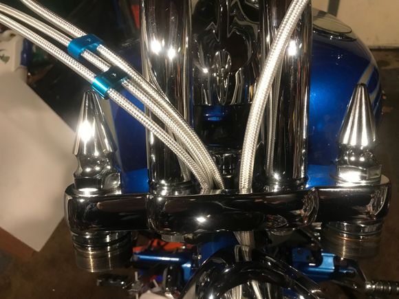 some simple blue cable clamps, yes chromes on its way, if anyone wants these when chrome comes in collar...