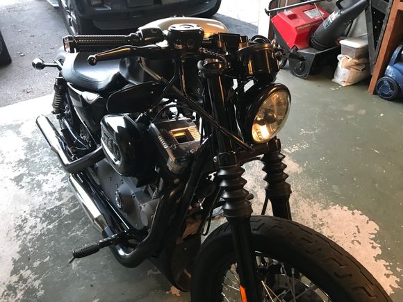 Blacked out forks using vinyl.