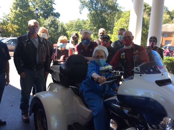 When she was asked want we could do for her birthday, she said "she wanted to a ride on a bike. " We couldn't get away we that but we got close. Not bad for 95 years old.