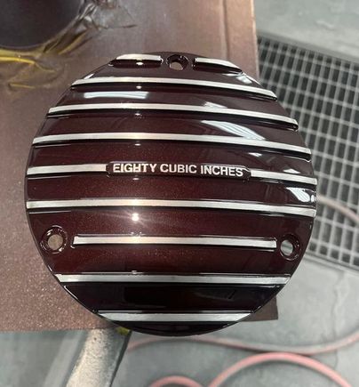 Mike's newly painted Derby Cover, here you can see how the beautiful this color is , it really pop's ! great work Mike !