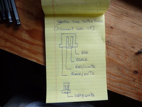 Plug diagrams with wire colors.
