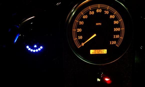 Night view of speedo and new flush mount gas gauge