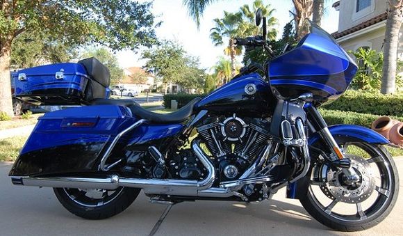 Blue - 2012 Road Glide Custom CVO in Candy Cobalt/Twilight Blue with Real Smoke Graphics