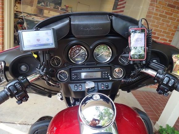 Dashboard after Ram mount for GPS and cell phone.