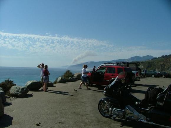 Day 7 Smoke in backround is the start of the Big Sur fires
