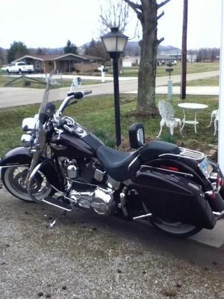 05 FLSTNi with 69 FLH bags my hubby gave me.  I just fell in love with her all over again.  :-)