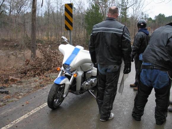One of our crew went down on his brand new bike..he was really lucky.  No helmet and he landed in the rocks.  Could have been really bad news if he had gone in head first.